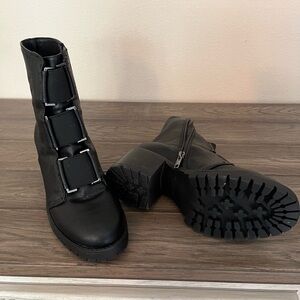 Yellow Box Black Combat Boots